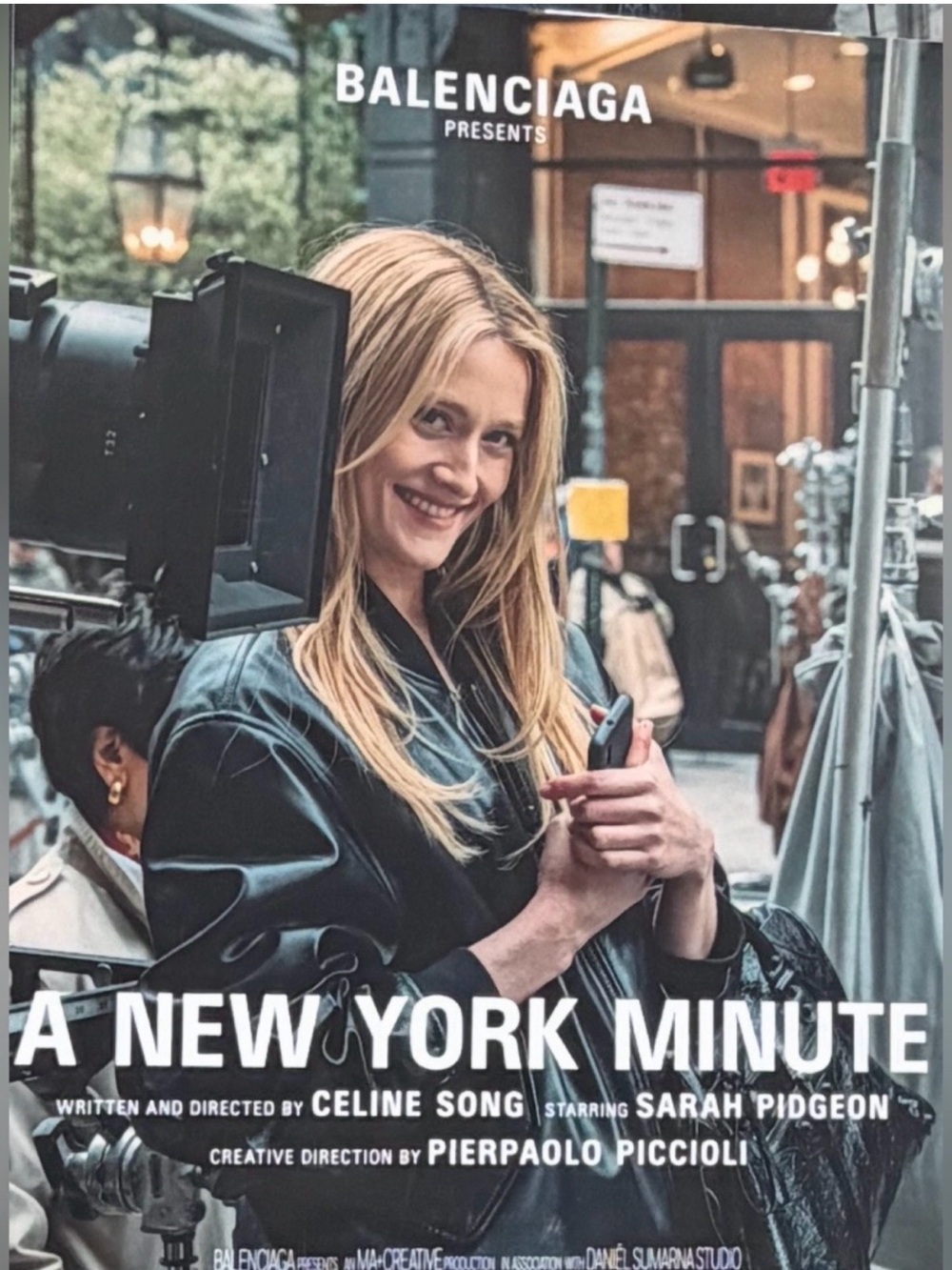 Balenciaga limited edition poster image of A New York Minute with Sarah Pigdeon.